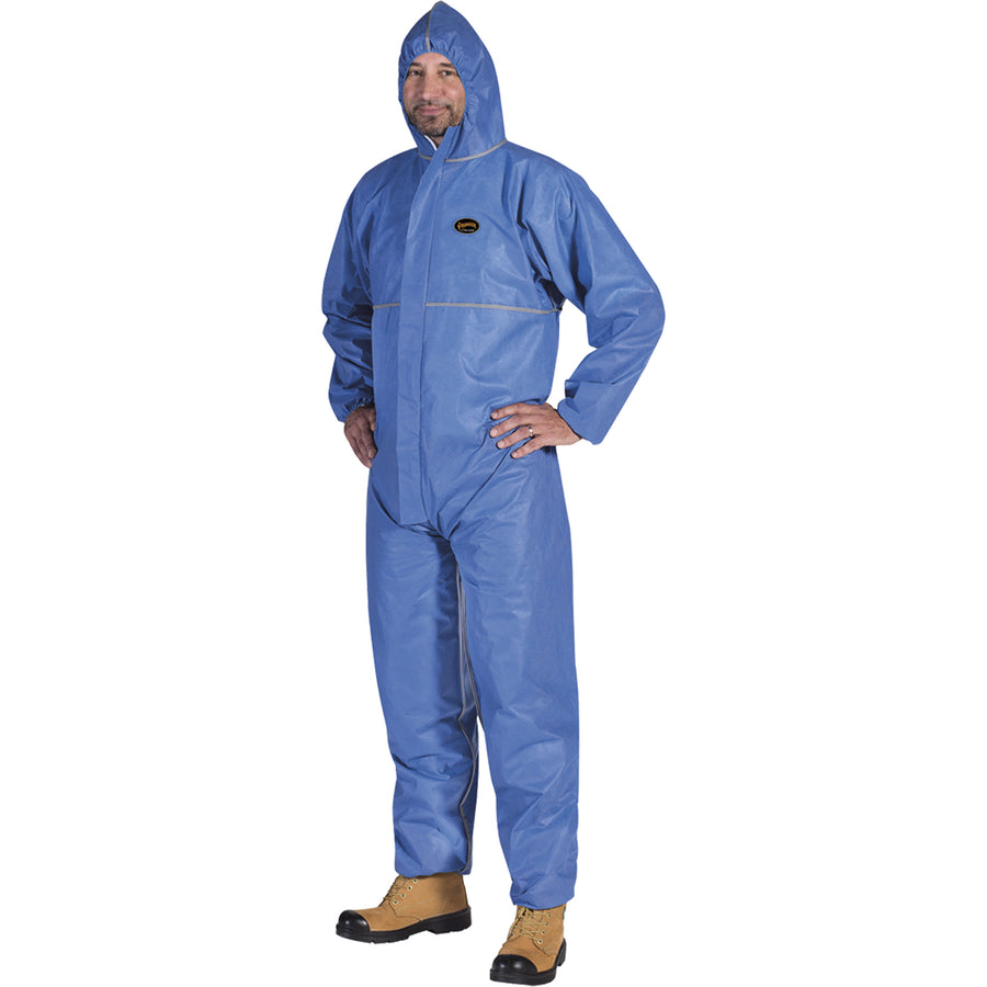 Pioneer 2075 Flame-Resistant SMS Disposable Coveralls, Blue