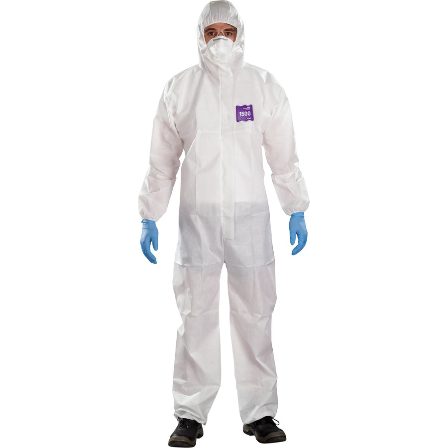 Ansell Alphatec™ Microchem™ Coveralls with Collar, White, SMS