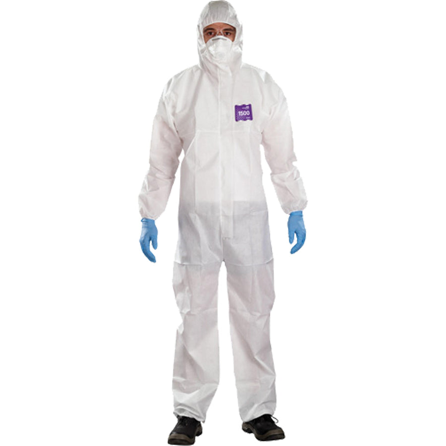 Ansell AlphaTec™ Microchem® 3-Piece Chemical Resistant Coveralls with Hood, White
