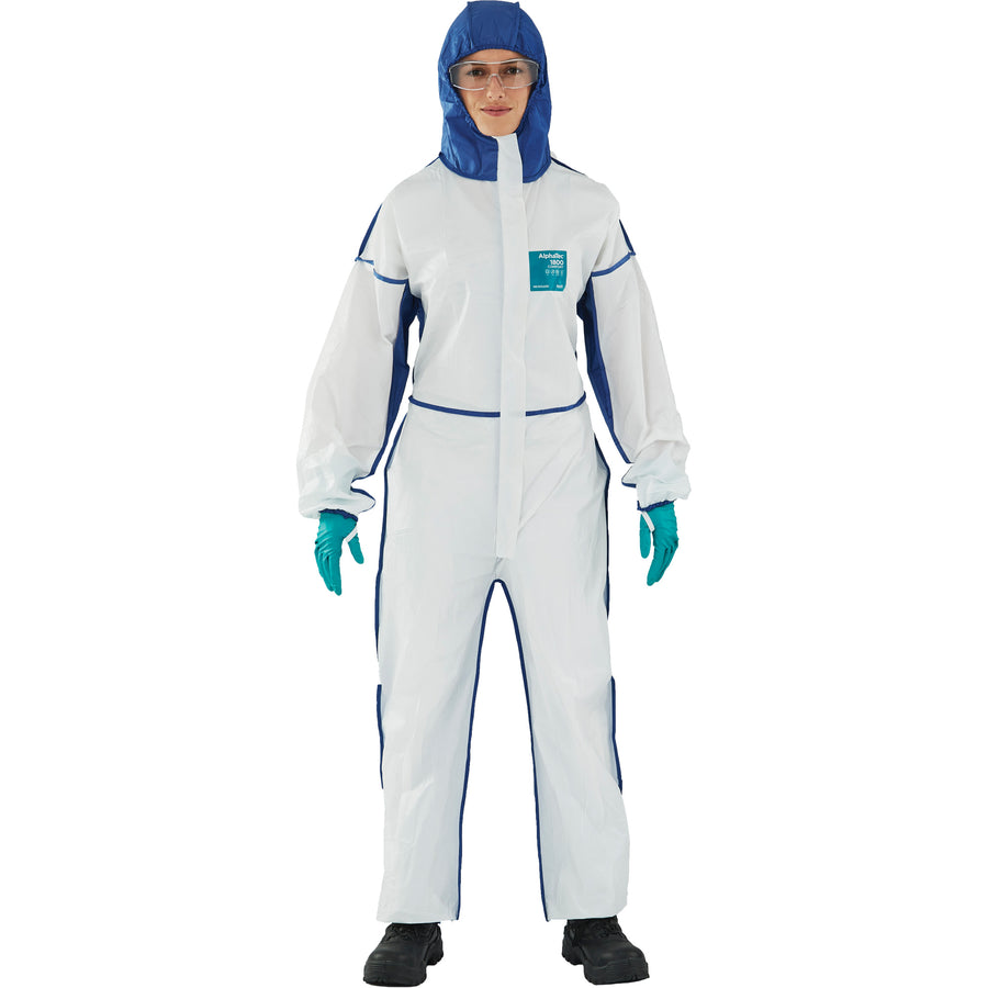 Ansell AlphaTec™ 1800 Comfort 3-Piece Coveralls, Blue/White, Microporous/SMS