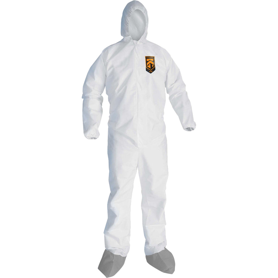 Ansell KleenGuard™A45 Liquid & Particle Protection Coveralls with Anti-Slip Shoe, Grey/White, Microporous