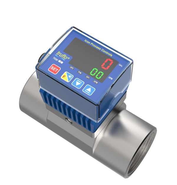 Icon TK3M 316 Stainless Steel In-Line Paddle Wheel Flow Meter with Pulse and 4-20mA Output
