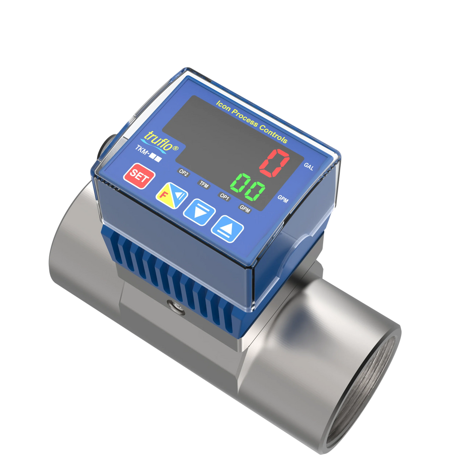 Icon TK3M 316 Stainless Steel In-Line Paddle Wheel Flow Meter with Pulse and 4-20mA Output