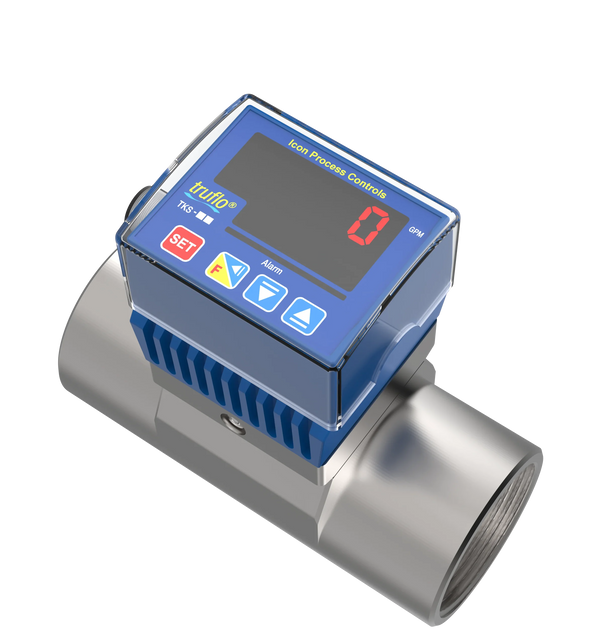 Icon TK3S 316 Stainless Steel In-Line Paddle Wheel Flow Meter with Pulse and Relay Output