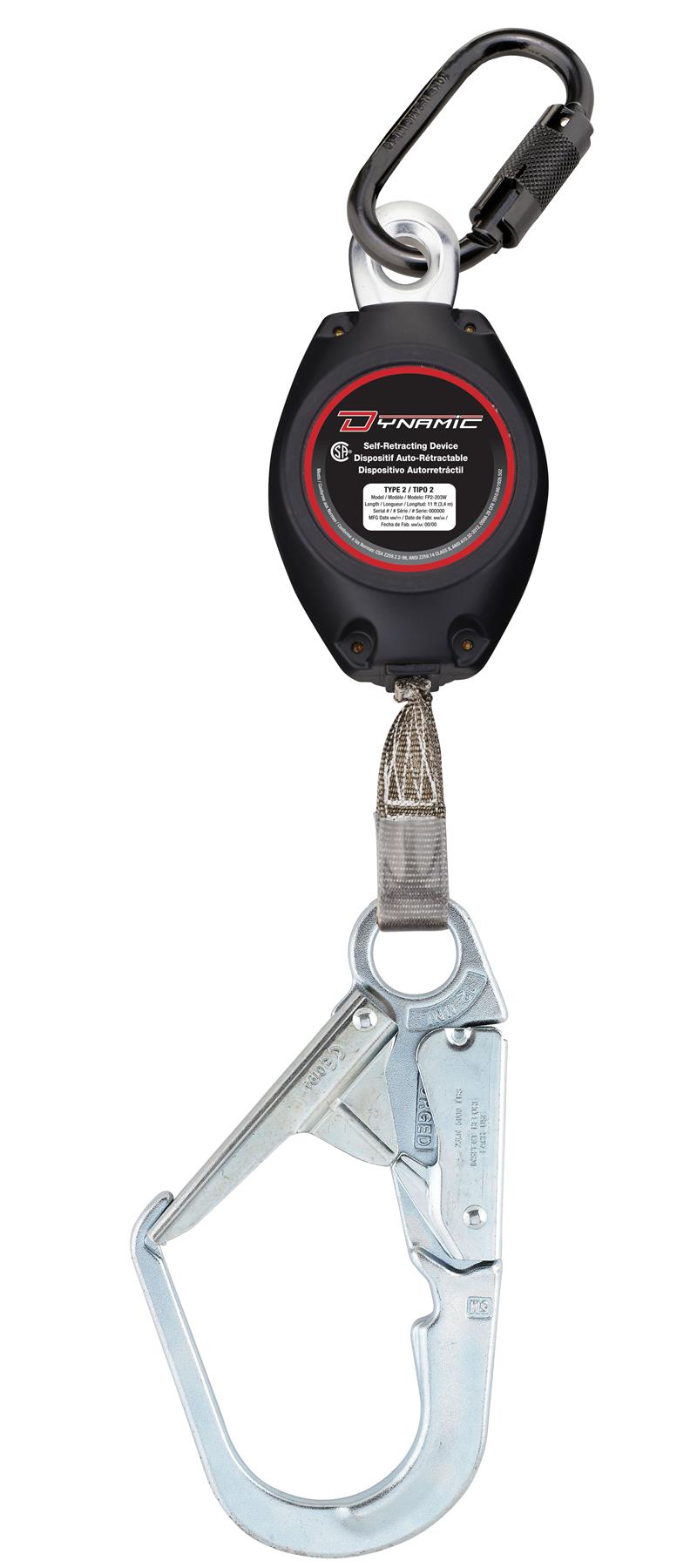 11ft Personal Single Leg Self-Retracting Lifeline Type 2 Device With Scaffold Hook Connector Anchorage — Fall Protection