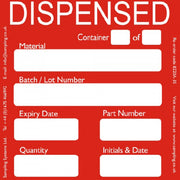 "Dispensed" Quality Control Labels — Quality Control Label