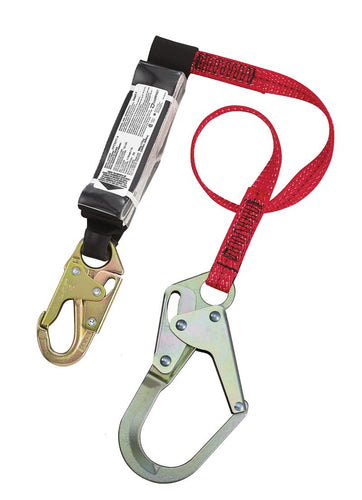 Dyna-Pak Single Leg Fixed Length Lanyard With E6 Energy Absorber Snap Hook Connector Harness &Rebar Hook Connector Anchorage 