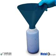 Blue PP Metal Detectable SteriWare® Powder Funnel — Powder Sampler